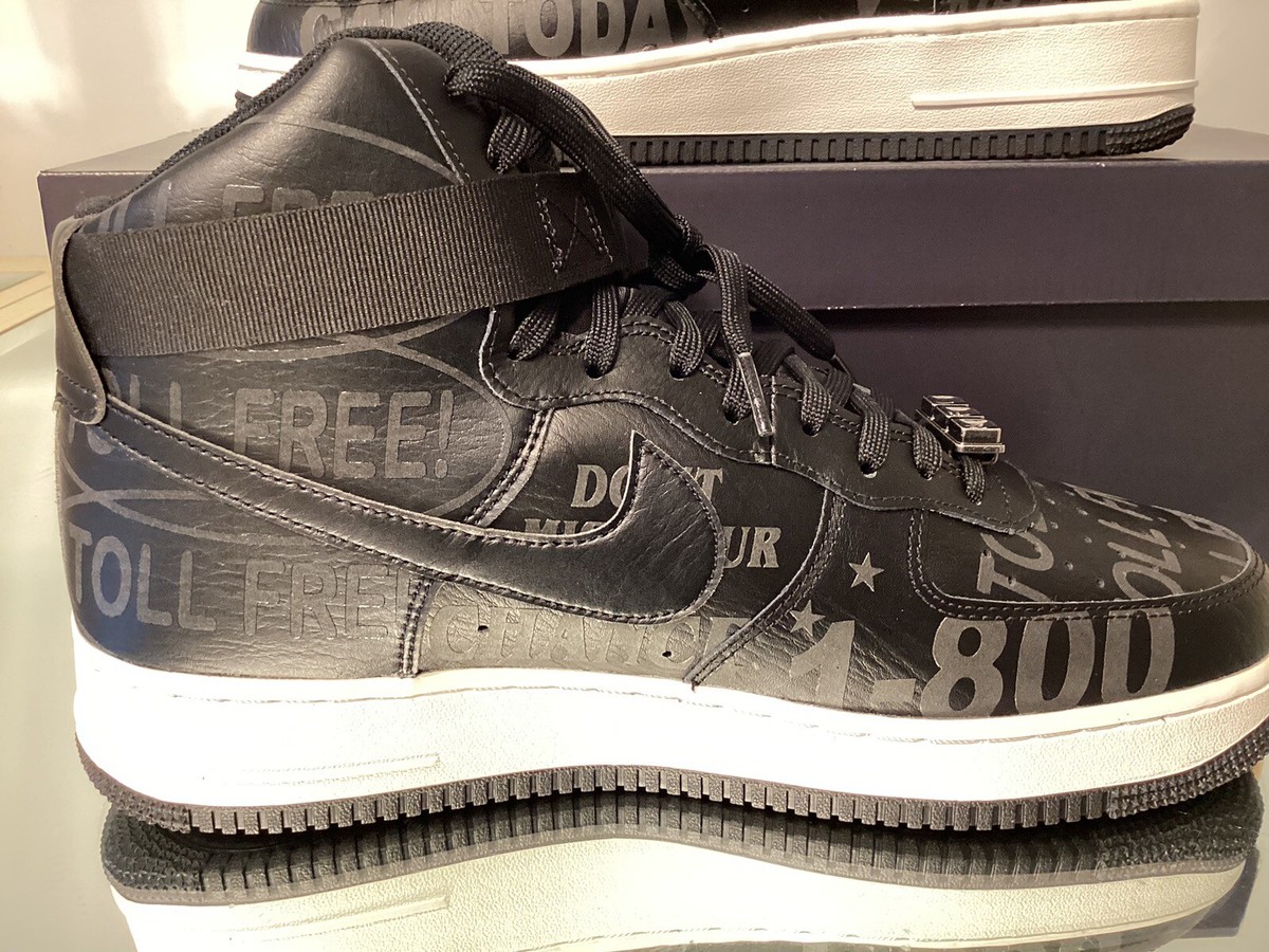 Nike Air Force 1 High '07 PRM Toll Free Black Men's Size 12