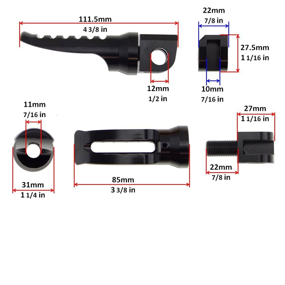 Опора для водителя основная черная для Kawasaki Ninja ZX EX передняя стойка для ног GP комплект - Изображение 2 из 2