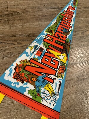 Vintage 1975 New Hampshire Felt Pennant Flag State Travel Souvenir Collectible
