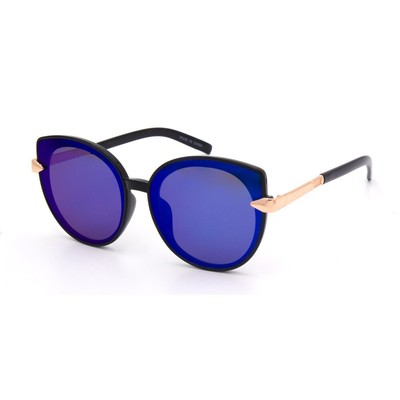 Women Sunglasses Blue Mirrored Lens Gold Accent Fashion Shades Trendy Lentes New