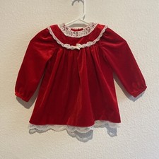 Red Velvet Christmas Long Sleeve Girls Dress Rare Editions 3T Toddler Vintage