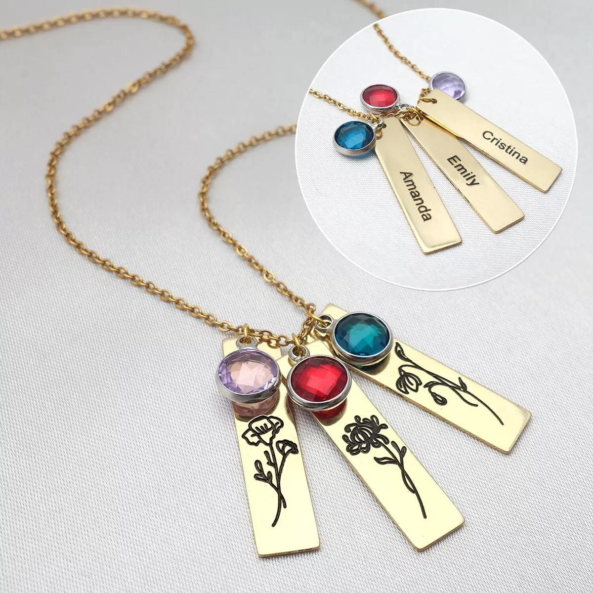 Personalised Name Necklace Birth Flower Necklace with Name Mother s Day Gift
