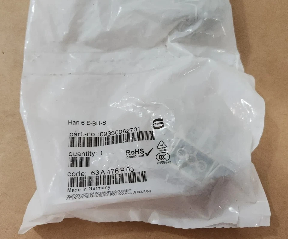 *BRAND NEW* [4] Harting HAN 6 E-BU-S 6 Insert Female Crimp Connectors + Warranty - Image 2 of 4