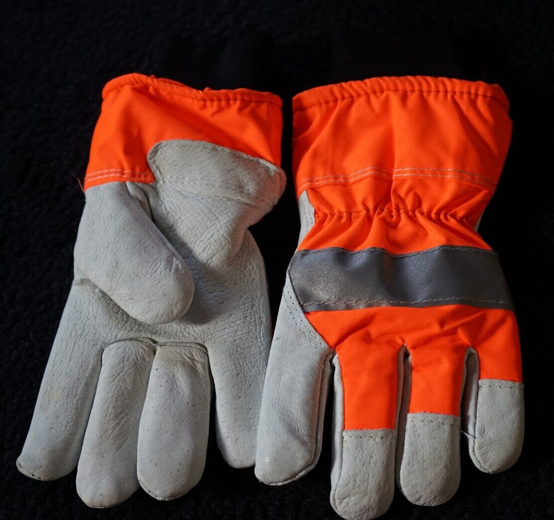 Neon orange work gloves size small men new never used