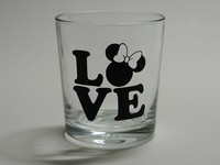 Teelicht Glas Windlicht Minnie Love Verziert Handmade Unikat Party Trinkglas