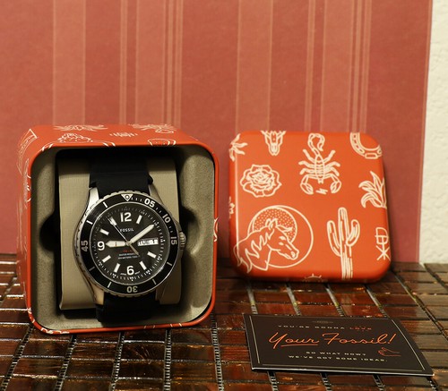 Date Stainless Steel Watch Rubber Band 
