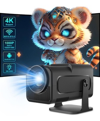 4K FHD Natvie 1080P Smart Beamer 10000 Lumen mit WiFi 6, BT 5.0, 180 Grad 