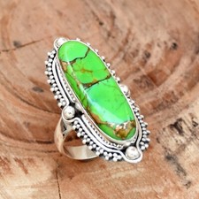 Green Turquoise Ring 925 Sterling Silver Women Ring Handmade Ring Boho Ring