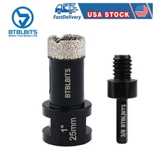 1" 25mm Dry Diamond Core Drill Bit Hole Saw Set Ceramic Tile Quartz Hex Adapter