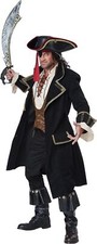 Deluxe Pirate Captain Caribbean Buccaneer Fancy Dress Up Halloween Adult Costume