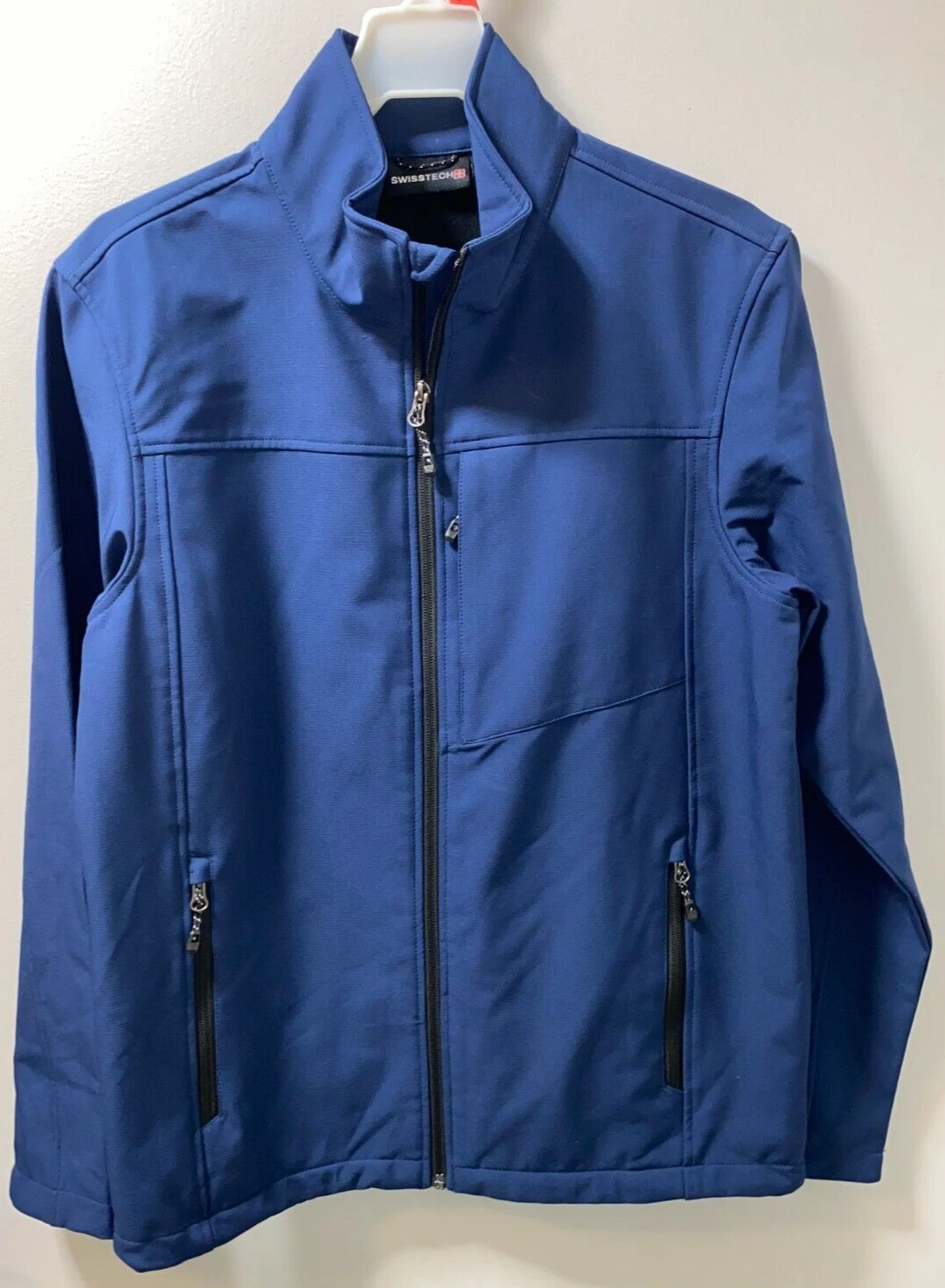 NWOT MENS SWISS TECH SMALL 34/36 BLUE SOFT SHELL JACKET SM49601Y ZIP UP