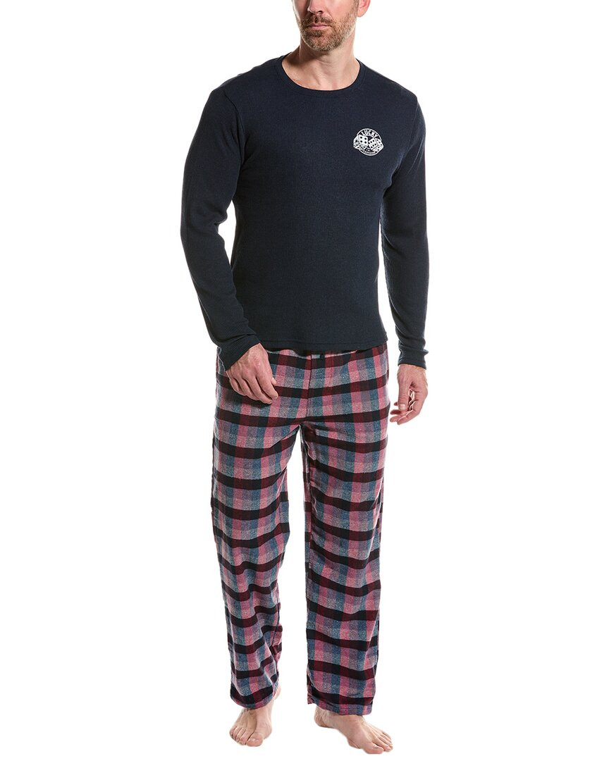 Пижамный комплект Lucky Brand Thermal Crew с фланелевыми брюками мужской Красный Xl 4790₽
