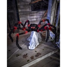 Spirit Halloween 21 Inch LED Red and Black Jumping Spider Animatronic, Multicolo