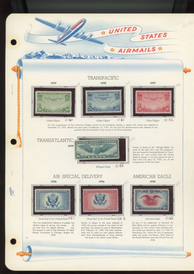 US stamps BOB mnh USED mh  UNITED STATES  airmail  white ace CV $322.90  (goo10 - Image 3 of 4