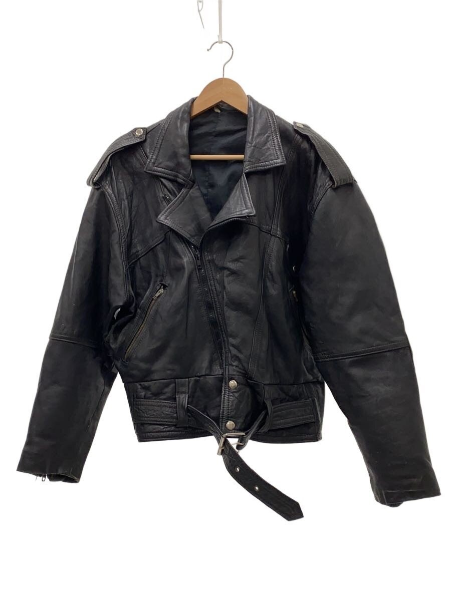 Double Riders Jacket/M/Leather/Blk/Plain 3473