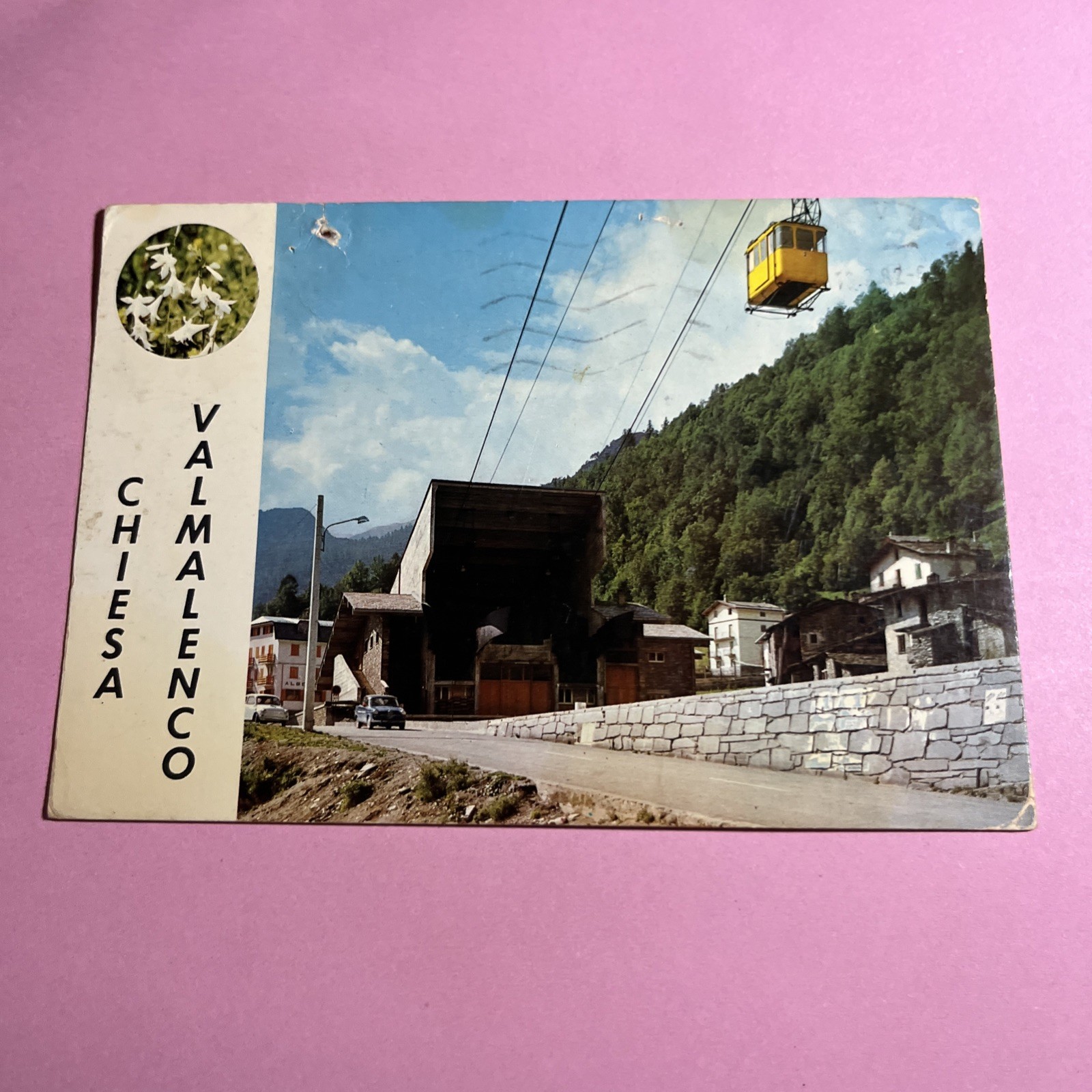 CARTOLINA A COLORI COLLEZIONE - CHIESA VALMALENCO PARTENZA FUNIVIA - VIAGGIATA