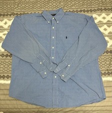 Ralph Lauren - Vintage Men  s  Blake  2XL Button Down Long Sleeve Blue/White Polo