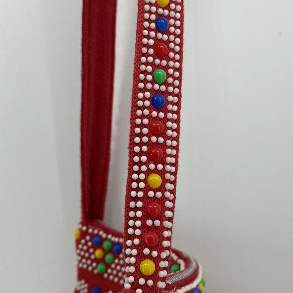 Bolsa hippie vintage boho mod anos 60 anos 70 ponto doce bolsa frisada franja colorida - Imagem 4 de 4