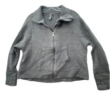 Sweaty Betty FLAW Full Zip Up Boxey Cropped Sweatshirt Size Medium Waffle Knit