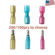 200-100X HEAT SHRINK 22-10AWG BULLET CONNECTORS WIRE TERMINALS MARINE WATERPROOF