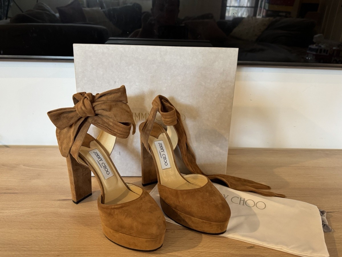 Jimmy Choo Brown Suede Platform Heels | eBay