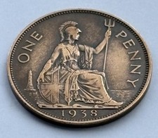 1938 George VI One Penny Coin | Very Fine Grade