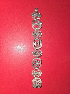 Peruzzi Italy 800 Silver Grand Tour Vintage Pineapple Tiger Wingd Lion Bracelet 