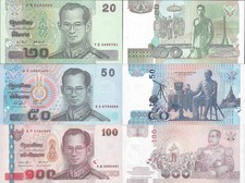 Thailand 20 50 100 Baht ND 2003-2005 P 109 112 114 UNC Set 3 pcs NR No Reserve