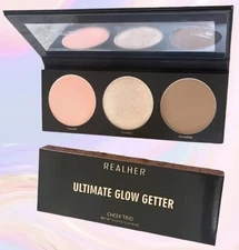 REALHER ULTIMATE GLOW GETTER CHEEK TRIO Blush, Highlighter Bronzer *SEALED* NIB 