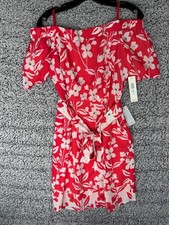 Eliza J Floral Off Shoulder Dress Women’s 8 Red White Tie Waist NWT