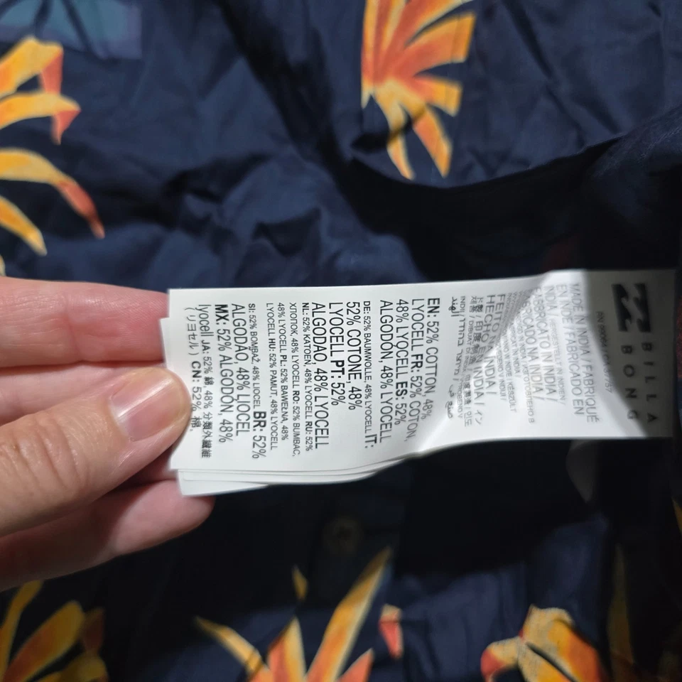 Camisa Billabong Para Hombre Clásica Domingos Tejida Manga Corta Grande Hawaiana Tropical Foto 3 de 4