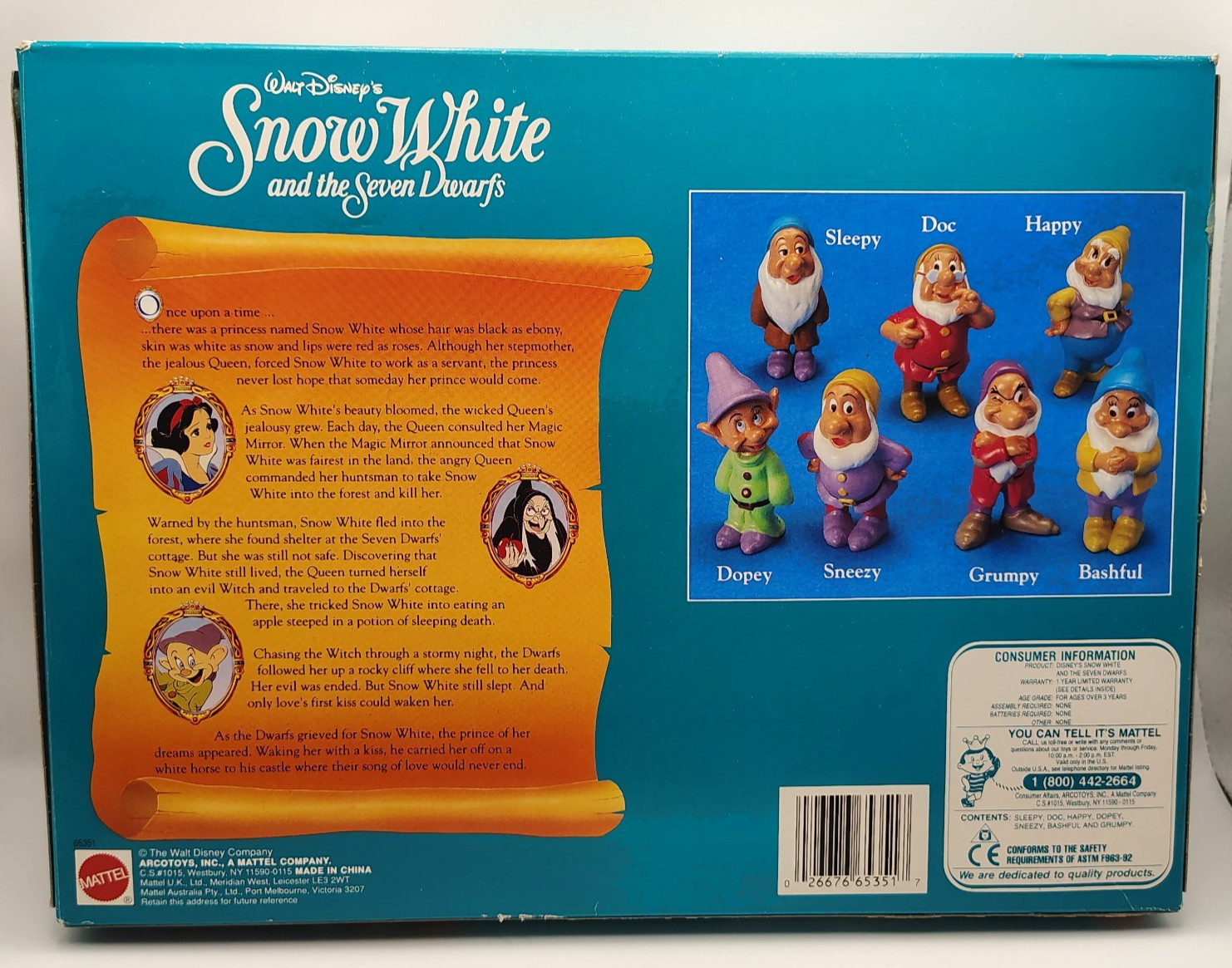Mattel Disney's Snow White and the Seven Dwarfs Figurines - 7 Piece Set  1993