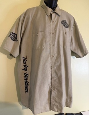 HARLEY DAVIDSON RED KAP BUTTON DOWN SHORT SLEEVE TAN SIXE 3XL