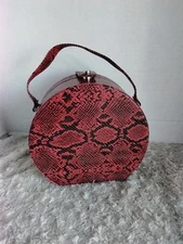 Vintage Y2K Cosmetic Travel Case. Red Snake Skin Pattern. Very Clean! SEE PHOTOS