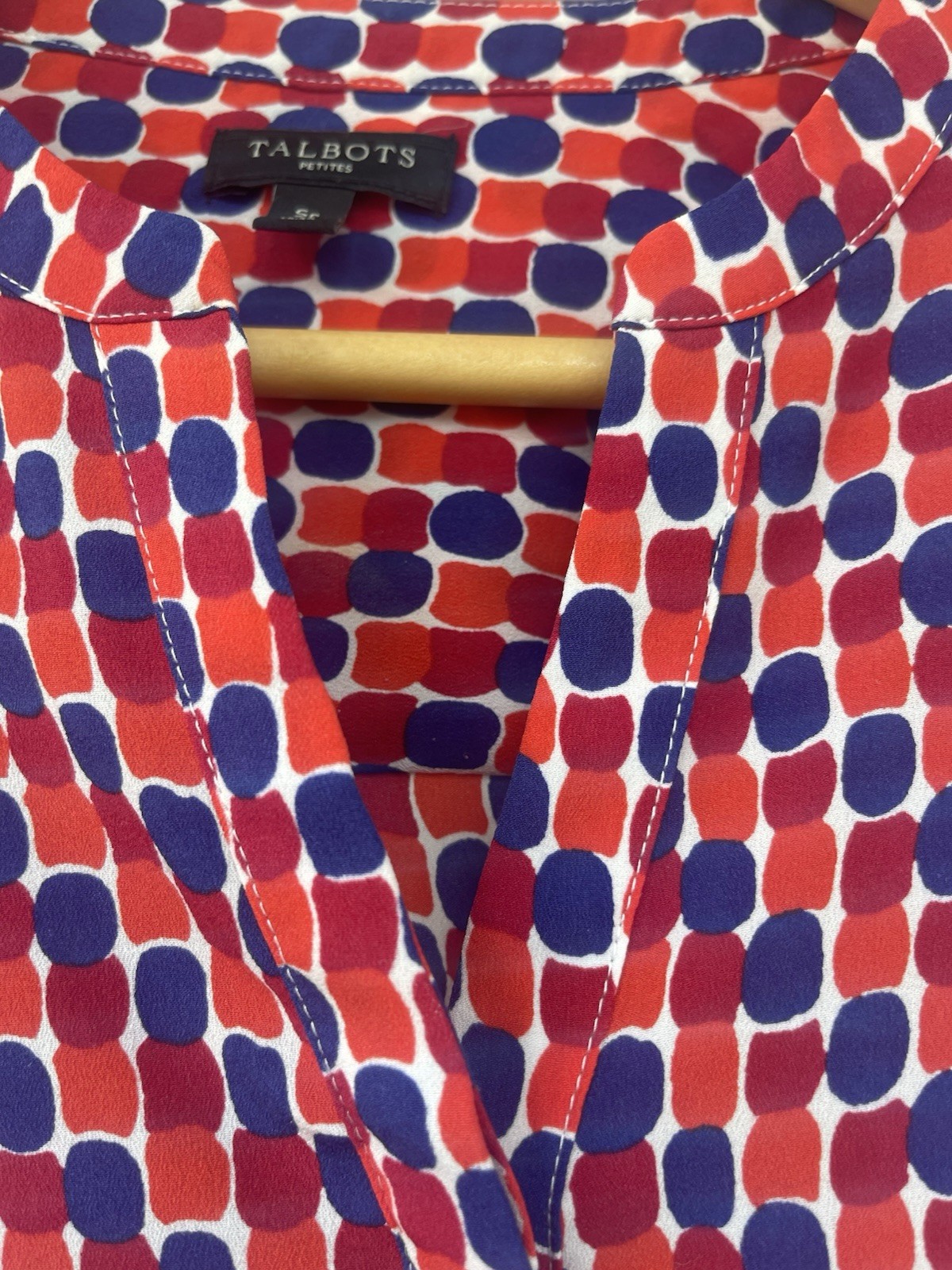 Talbots Blouse LS Button Down Geometric Print Siz… - image 5