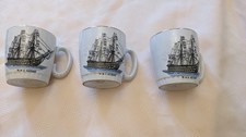 3 HMS Victory Lord Nelson Ship  Ceramic Cup Mugs England Expects Moto Guilt Rim