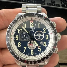 ESQ By Movado ES 021145482  Stainless Steel  Swiss Quartz rare blue dial