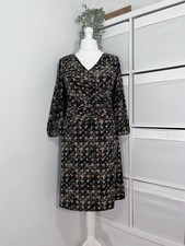 Onjenu Ingenue Fixed Wrap Midi Dress Pockets Size 14 Soft Jersey 3/4 Sleeve