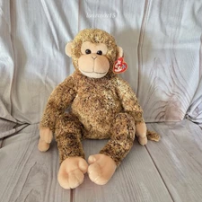 TY Beanie Buddy Bonsai Monkey Brown Plush Stuffed Toy TySilk 16 Inch 2003