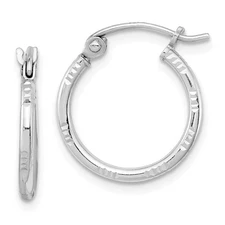 Sterling Silver Rhodium Plated Diamond Cut Hoop Earrings Jewerly