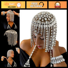 Vintage 1920s Rhinestone Headpiece Cap for Women - Crystal Flapper Hair Accessor