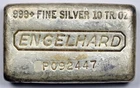 Engelhard Silver Bar 999+ 10 Troy oz 10th Series P Prefix Poured Waffle Back