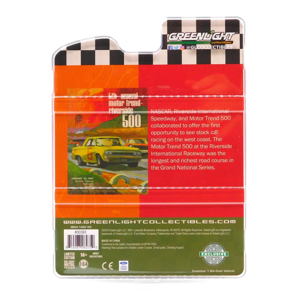 Greenlight 1967 Mercury Cougar Riverside 500 Official Pace Car 1:64 Diecast - Image 2 of 2