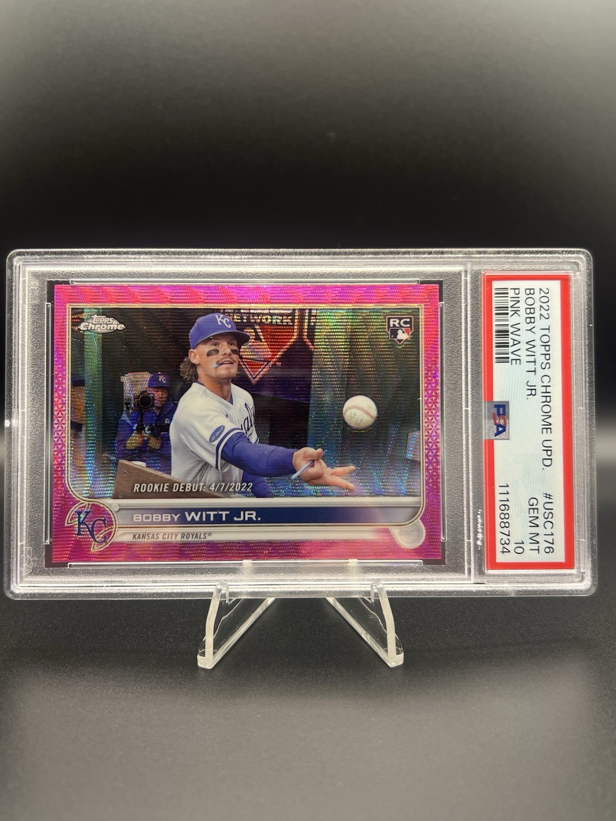 2022 Topps Chrome Update Bobby Witt Jr. Pink Wave Rookie #USC176 PSA 10 Royals