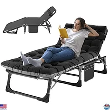 ABORON Adjustable Folding Camping Cot with Mat - Heavy Duty 1200D Oxford Bed