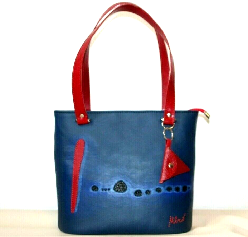 Damentasche Leder Rot blau J MIRO' Echte ledertashe Italienische