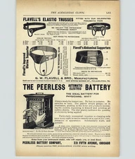 1899 PAPER AD Vintage Medical Devise Peerless Automatic Electric Battery Nerve