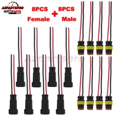8 Pack 2 Pin 18AWG Way Male Female Electrical Connector Plug Wire Car Waterproof