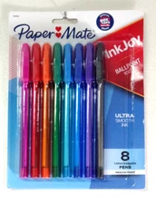 NEW PAPERMATE INK JOY 8 PACK ASSORTED BALLPOINT PENS