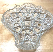 American Brilliant Pres Cut Glass Crystal Sawtooth Edge Dish 7.5" x 7.5" x 1"